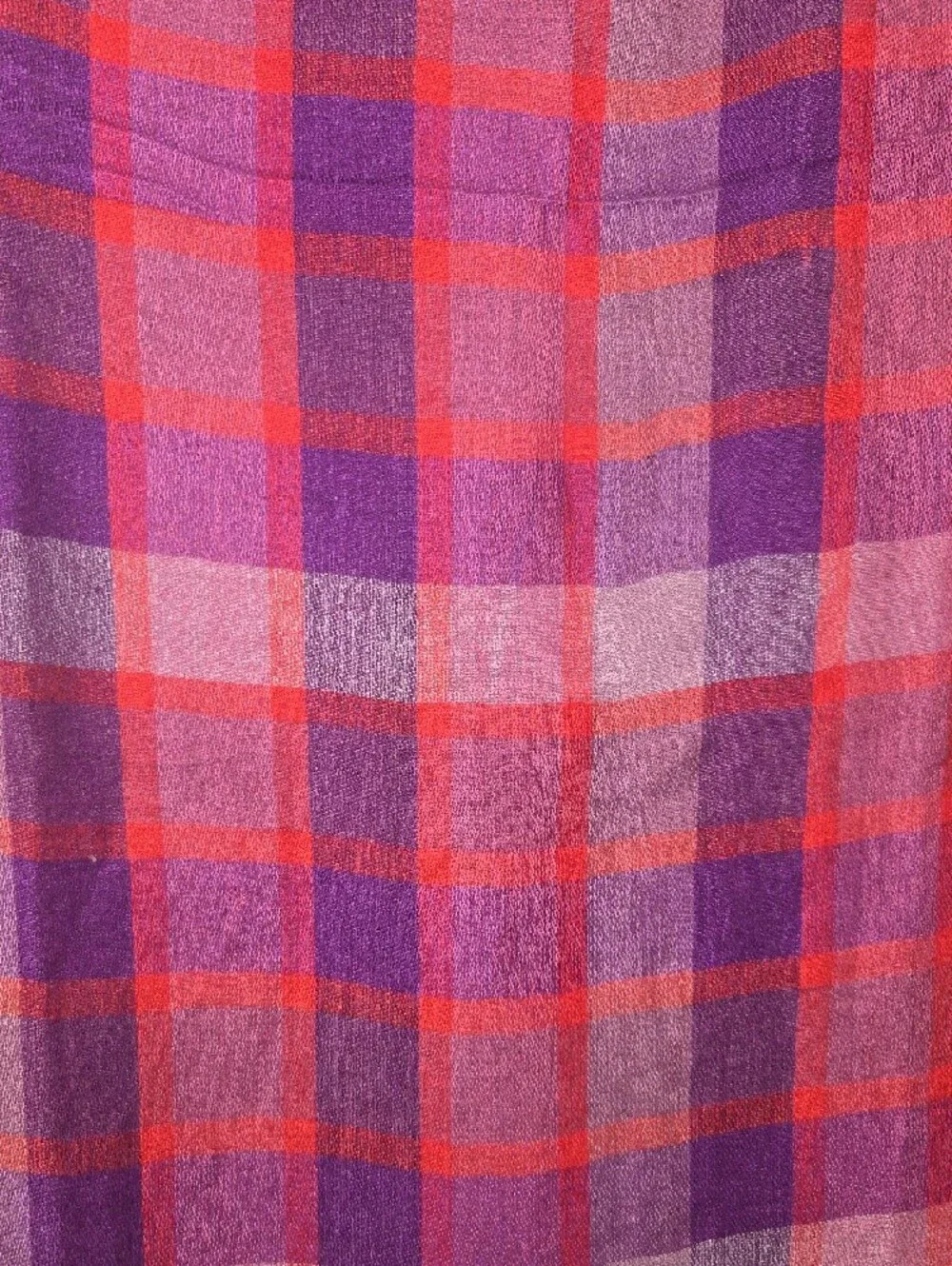 Purple and Red Plaid Fringe Scarf